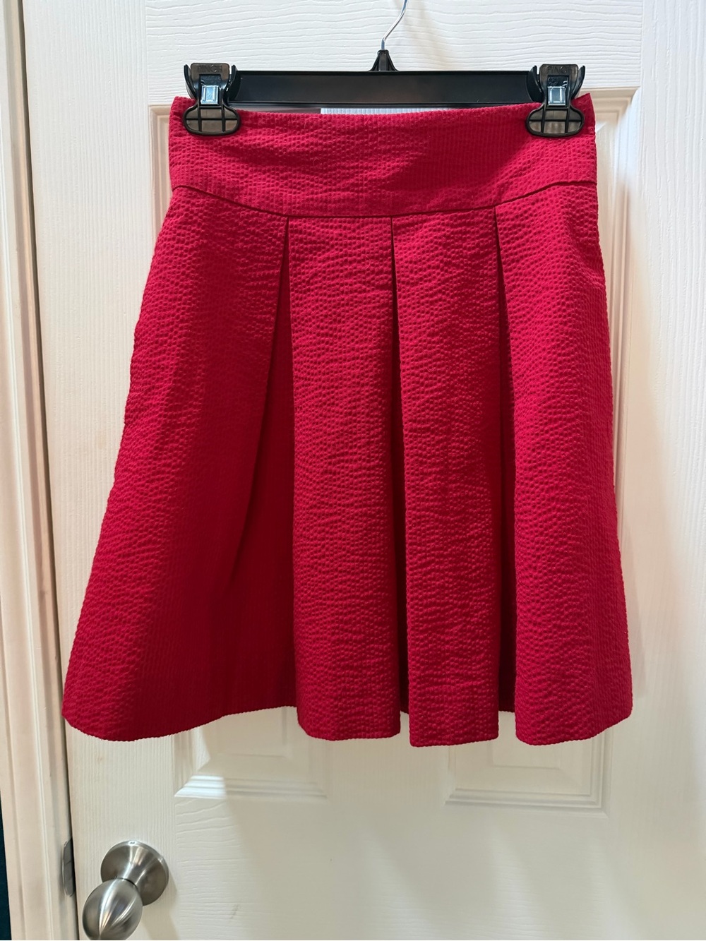 Bright Red Pleated Circle Skirt - Flattering A-Line Silhouette in XS